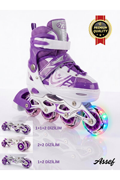 assef Sports Paten Çocuk Paten Işıklı Paten Silikon Teker Paten Ayarlanabilir...