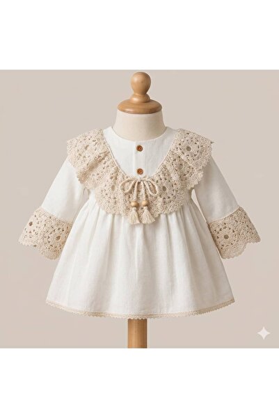 KapsülBebek Lace Detailed Baby Girl Holiday Dress - 100% Cotton