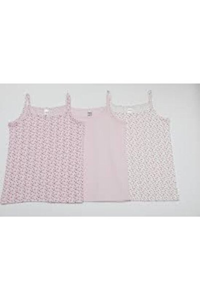 BENALİ F-4050 Cotton 3-Piece Colorful Girl's Thin Strap Undershirt