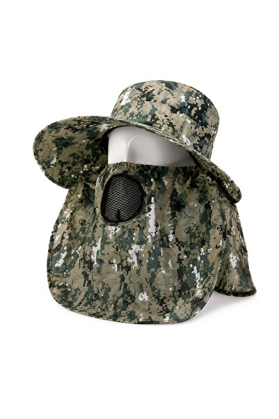 SAVEX Ense Korumalı Outdoor Şapka - Maskeli - Dijital Kamuflaj (M-3)-
