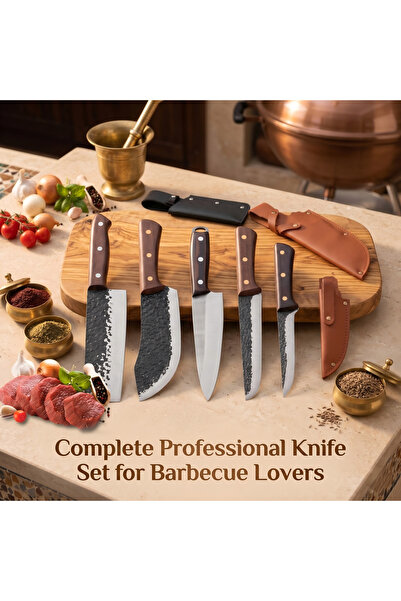 OSOOKE 5-Piece Professional Kitchen Knife Set with Protective Sheaths, Hammer...