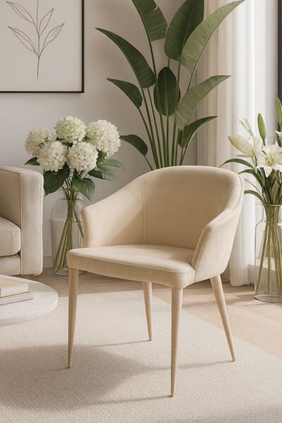 Sophia Armchair Gemini Arena, upholstered, cream, 50 x 42 x 80 cm