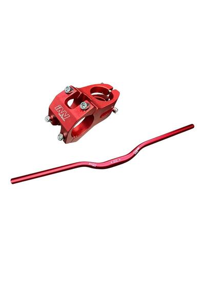 Golden İnn Kırmızı 780mm Alüminyum 31.8 Bisiklet Gidonu + Boğaz Seti Gidon in...