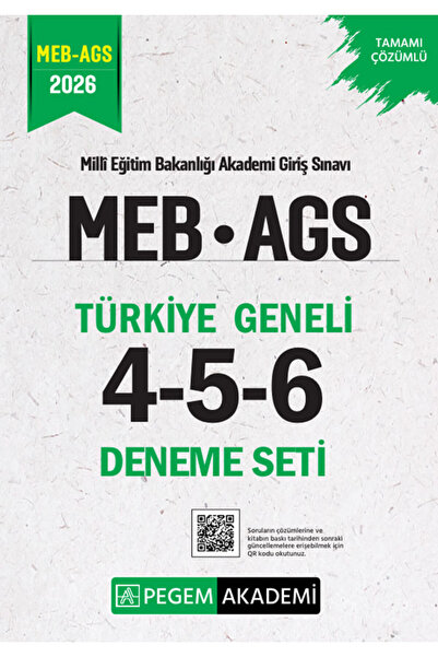 Pegem Akademi Yayıncılık 2026 MEB AGS Tamamı Çözümlü Türkiye Geneli 4-5-6 (3'...