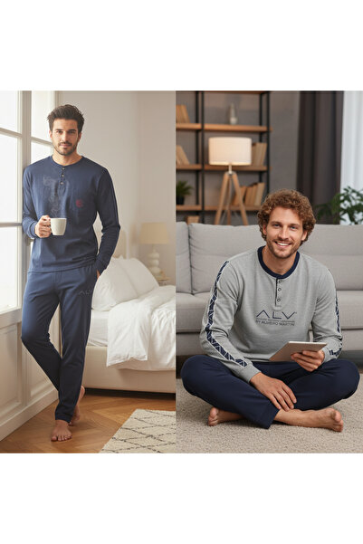 BONBON Men's Cotton Bundle and Dowry Set 2 Pieces 2-Piece Pajama Set Bb2477