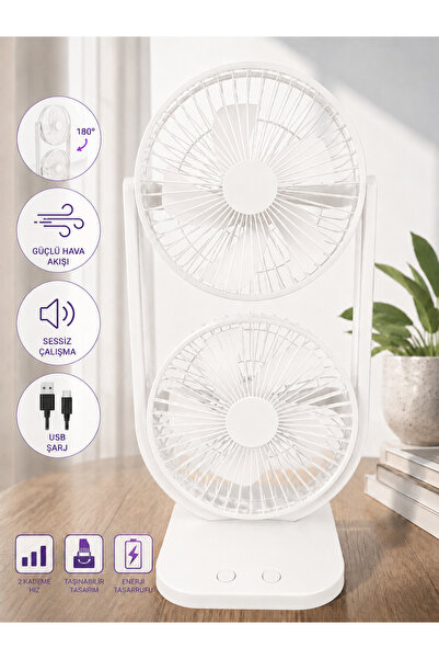 VOOKA 180° Ayarlanabilir Premium Çift Fanlı Mini Klima Etkili Sessiz Masaüstü...