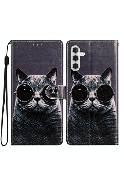 sscase Painted Pattern Θήκη Πορτοφόλι Sunglasses Cat (Samsung Galaxy S23 FE 5G)