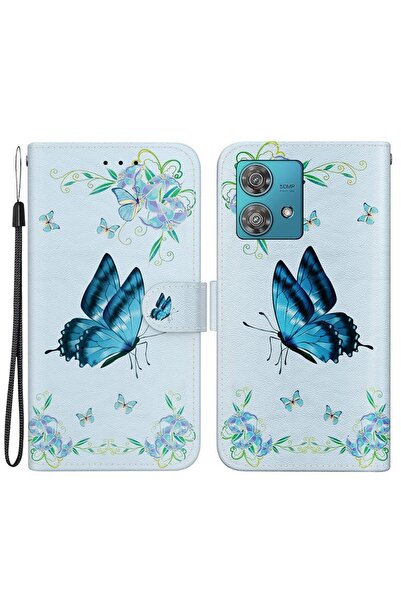 sscase Colored Drawing Θήκη Πορτοφόλι Blue Butterfly (Motorola Edge 40 Neo)