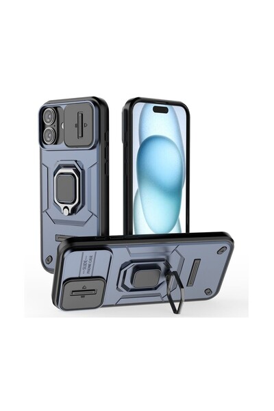 sscase Sliding Camshield Σκληρή Θήκη με Δαχτυλίδι Blue (Apple iPhone 16 Plus)