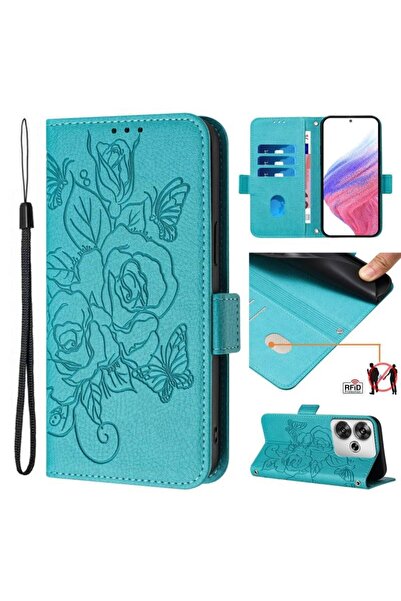 sscase Roses Θήκη Πορτοφόλι Light Blue (Xiaomi Poco F6 5G)