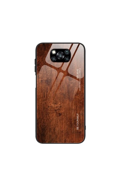 sscase Wood Grain Glass Protective Σκληρή θήκη Brown (Xiaomi Poco X3 NFC/X3 Pro)