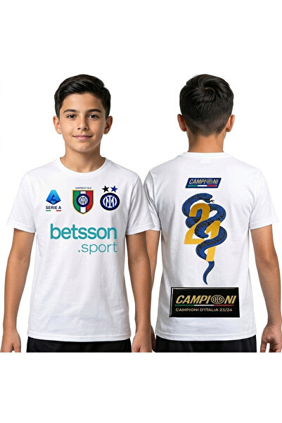 DeltaShop Tricou Copii, Inter Milano, Scudetto, Alb