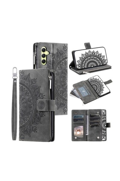 sscase Flowers Embossed θήκη Πορτοφόλι Grey (Samsung Galaxy A05s)