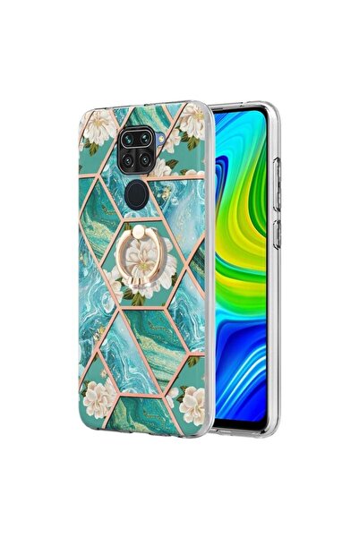 sscase Electroplating Σκληρή Θήκη με Δαχτυλίδι Blue Flower (Xiaomi Redmi Note 9)