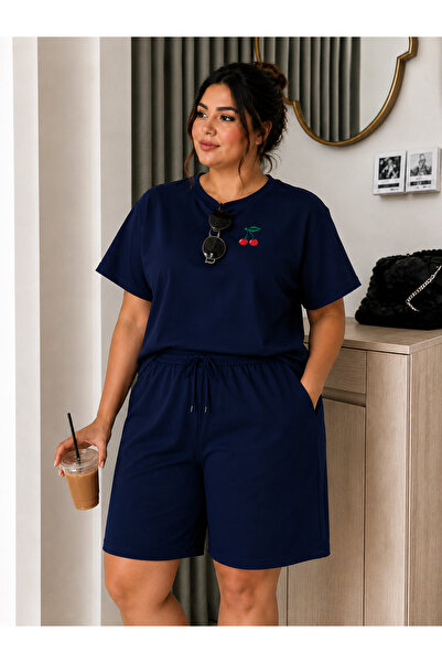 ZAVIXO -Women's Plus Size 100% Cotton Shorts T-Shirt Set Comfortable Casual S...