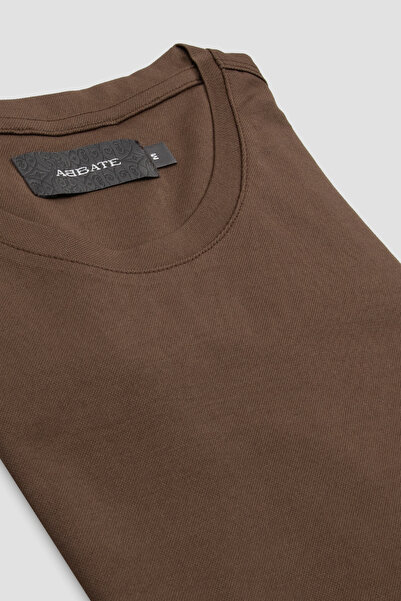 Abbate Palm Merserize Pamuklu Modern Fit Kahverengi Bisiklet Yaka Erkek Düz Polo Shirt