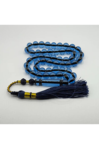 5ii perfume Transparent Blue Bakelite Rosary - 51 Beads - 10 mm with Navy Blu...