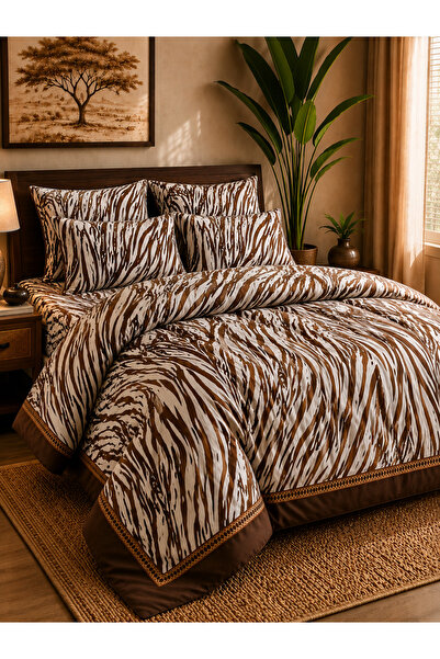 zeetwo 6-Piece Printed Cotton Bedding Set – Fitted Sheet, Duvet Cover & 4 Pil...