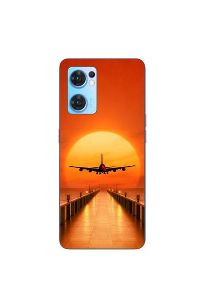 OEM Husa compatibila cu Oppo Reno7 5G Silicon Gel Tpu Model Airplane Sunset