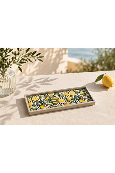 Sabletscrafts Handmade Decorative Tray from Brass Decopage Paper and Stone Po...