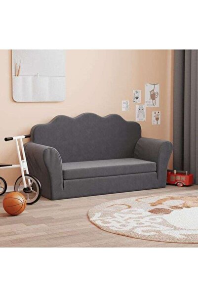 vidaxl Extendable children's sofa with 2 seats, soft plush, anthracite