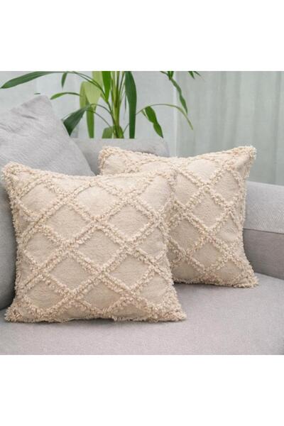 lusso stile غطاء وسادة سيينا فاخر مزخرف بحواف مزينة بالكابوتشينو مقاس 40x40 س...