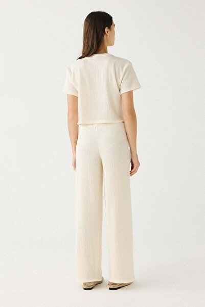 C&City Comfort Dokulu Natural Pijama Takım 9160 Beyaz