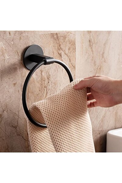 The Bros Self Adhesive Towel Ring Stainless Steel Black Bathroom Towel Holder...