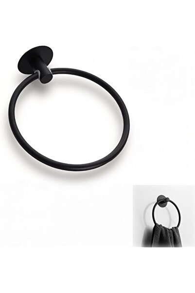 The Bros Black Adhesive Towel Ring, Rustproof Stainless Steel Wall Mount Hang...
