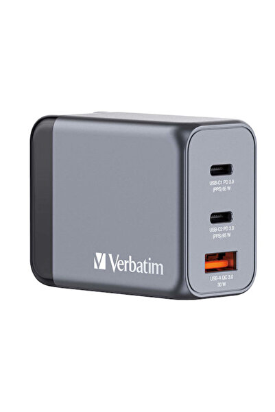 Verbatim Φορτιστής χωρίς καλώδιο GaN με θύρα USB-A και 2 θύρες USB-C, Παροχή ...