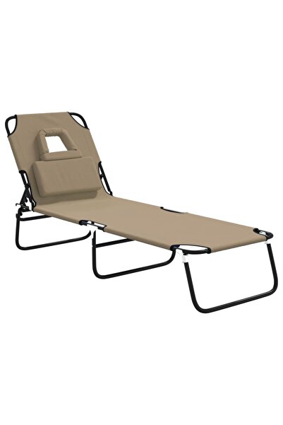 vidaxl Șezlong pliant taupe textil Oxford&oțel vopsit electrostatic