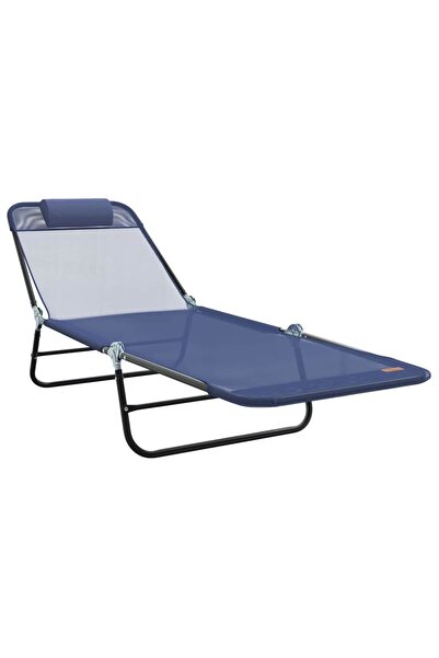 vidaxl Șezlong pliabil Albastru marin 182 x 55 x 85,5 cm Textilenă