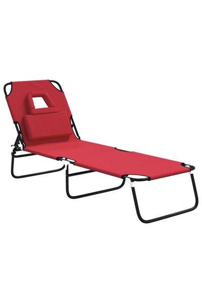 vidaxl Șezlong pliabil roșu țesătură Oxford&oțel vopsit electrostatic