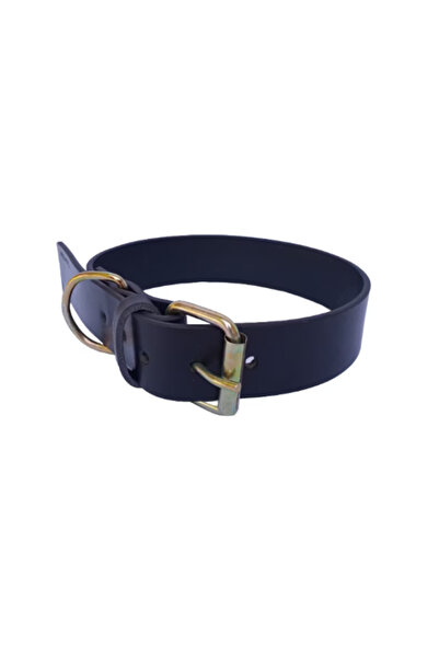 OEM Dog collar, black genuine leather 70 x 4 cm, adjustable 49-60 cm