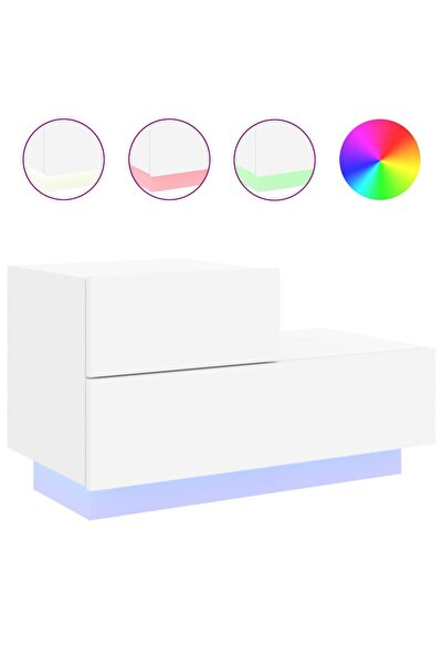 vidaxl Noptieră cu lumini LED, alb, 70x36x40,5 cm