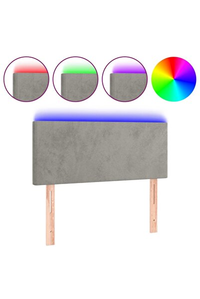 vidaxl Tăblie de pat cu LED, gri deschis, 80x5x78/88 cm, catifea