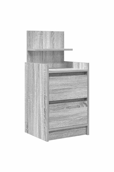 vidaxl Noptiera cu 2 sertare Gri Sonoma 38x34x80 cm