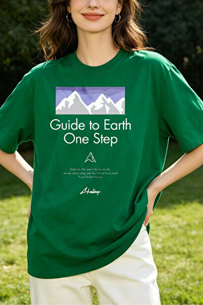 Fleck Womens T Shirts Guide To Earth One Step Nature Inspired Graphic Loose F...