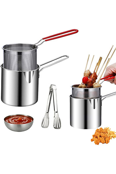 EHOME Deep Fryer Pot with Oil Filter Basket - 304 Stainless Steel Long Handle...