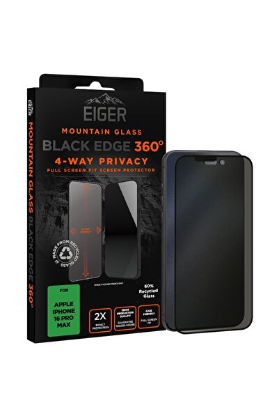 EIGER Folie Sticla Privacy Mountain Black Edge 360 GRS iPhone 16 Pro Max