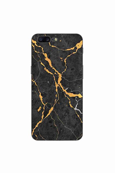 OEM Husa compatibila cu OnePlus 5 Silicon Gel Tpu Model Noir Gold Marble
