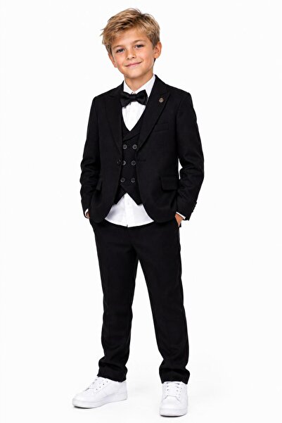 aykidsclup Costum băieți pentru ceremonie, jachetă, cămașă, pantaloni, papion...
