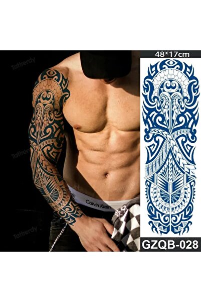 Tattoo 24 Saat Sonra Kararan 1 Ay Kalıcı Maori dövme Tam Kol Geçici dövme