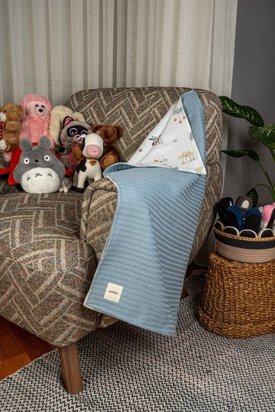 pufien 90X90 Multi-Pattern Reversible Muslin Pique Baby Blanket, Knitted Baby Blanket & Blanket