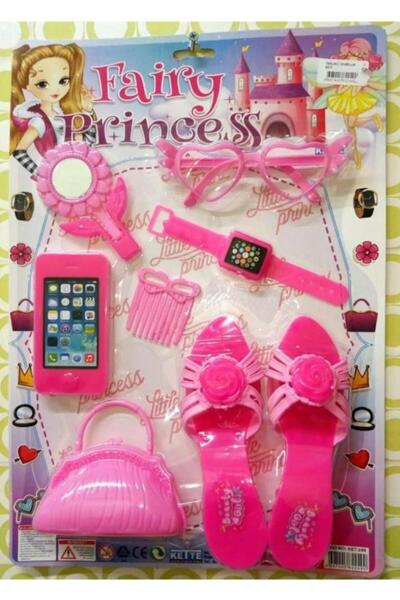 Kayra Mirrored Beauty Set with Toy Slippers, Glasses, Watch, Mirror, and Mobi...