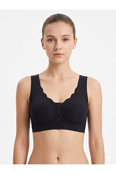 EBRULİ LİNGERİE Laser Cut Ribbed Buttoned Bra