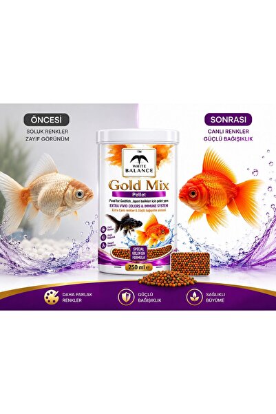 White Balance Gold Mix Pellet Japon Balığı Yemi 250 ml Canlı Renk & Güçlü Bağ...