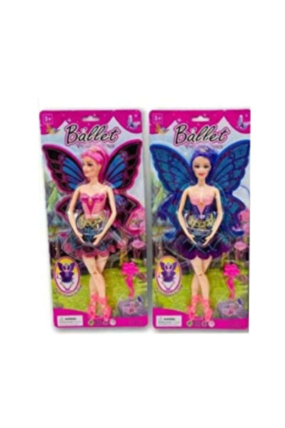 PlayFun Ballerina doll with shiny wings, flexible joints and accessories, 30 cm