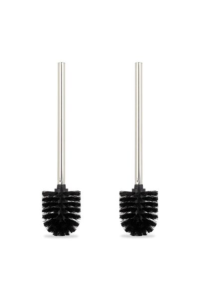 Relaxdays Perie de toaletă neagră, Set de 2, Negru/Argintiu, 36x8x8 cm
