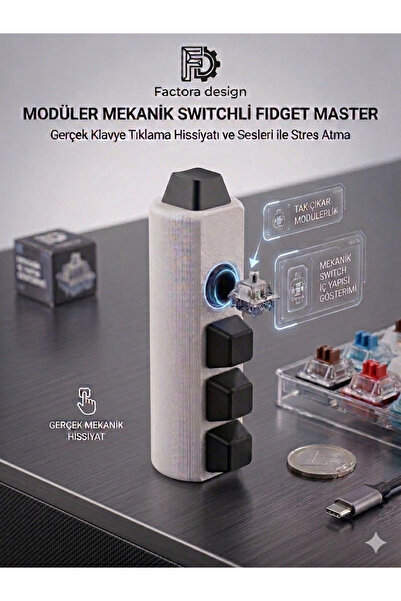 3D Gerçek mekanik switchli stres atıcı klavye 5'li Clicker Fidget